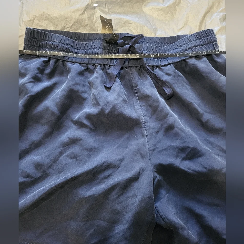 J. Crew Silk Navy High-Waist Pull-On Shorts